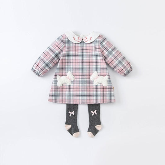 dave bella autumn baby girl cute cartoon plaid print dress children fashion party