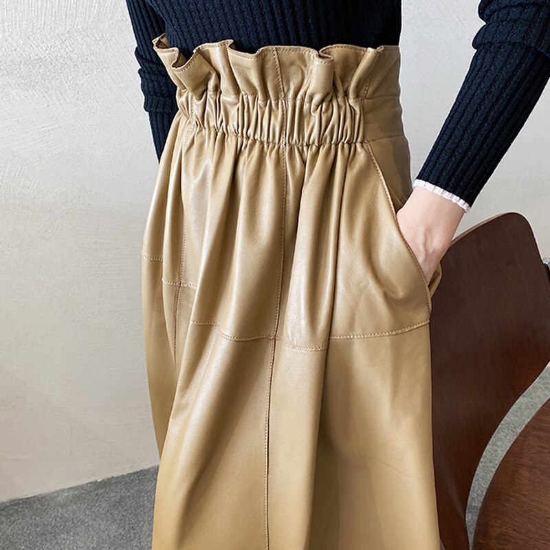 Women Clothing England Fashion Fungus Elastic Waist Umbrella Pleated Skirt