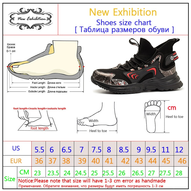 Male Work Boots Indestructible Safety Shoes Men Steel Toe