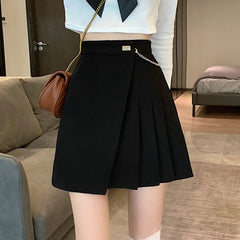 High Waist Mini Skirts Women Korean Style Streetwear All-match Solid