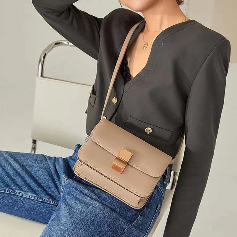 Genuine Leather Ladies Tofu Bag Luxury Design Handbag Purse Small