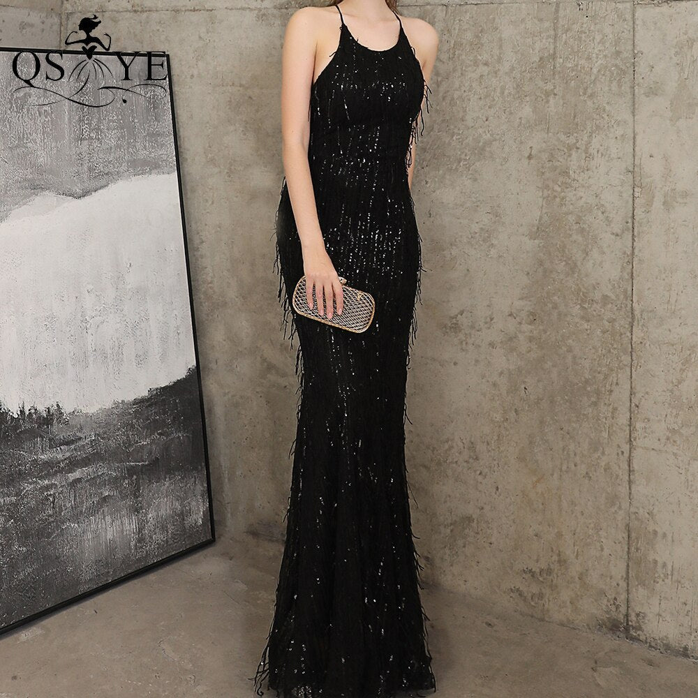 Homecoming Dresses: Evening Dresses Sequin Mermaid Long Party Dress Halter Neck