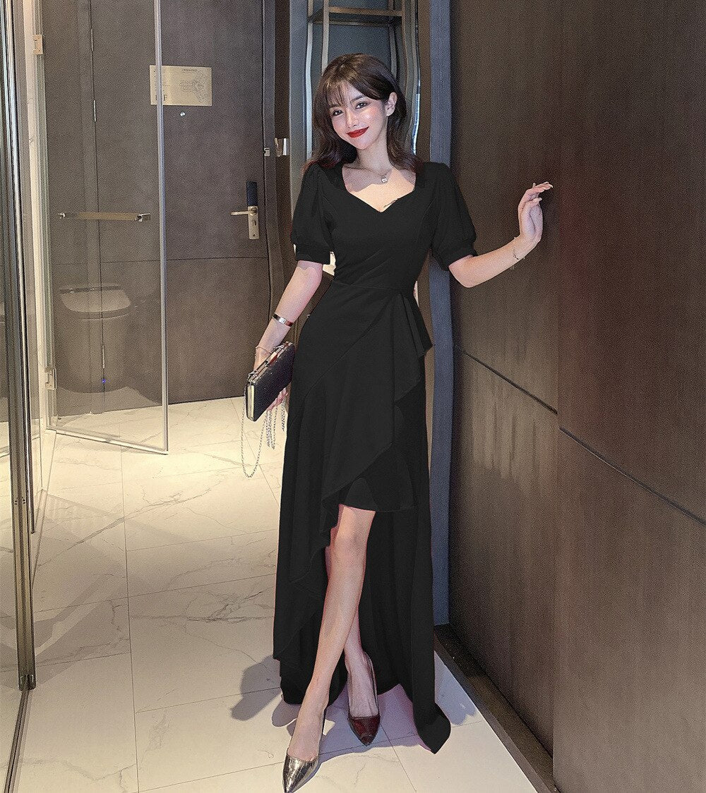Homecoming Dresses: Women Formal Prom Dress V-Neck Short Sleeve Floor-Length