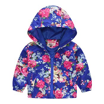 Flowers Girls Jackets Autumn Waterproof Kids Jacket Windbreaker Coat Hooded