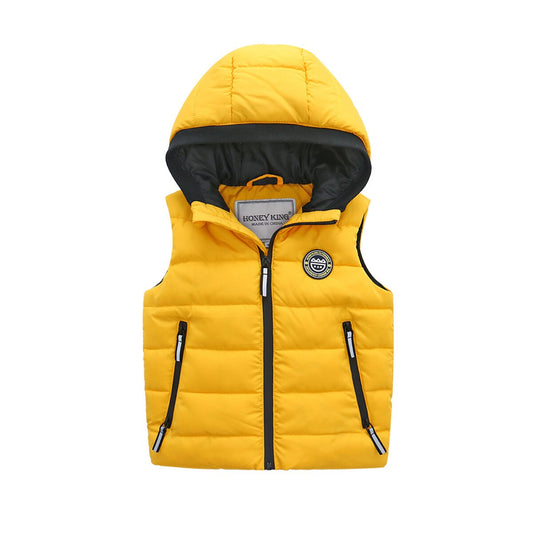 Children Vest Babys Winter Warm Hooded Down Cotton Vest