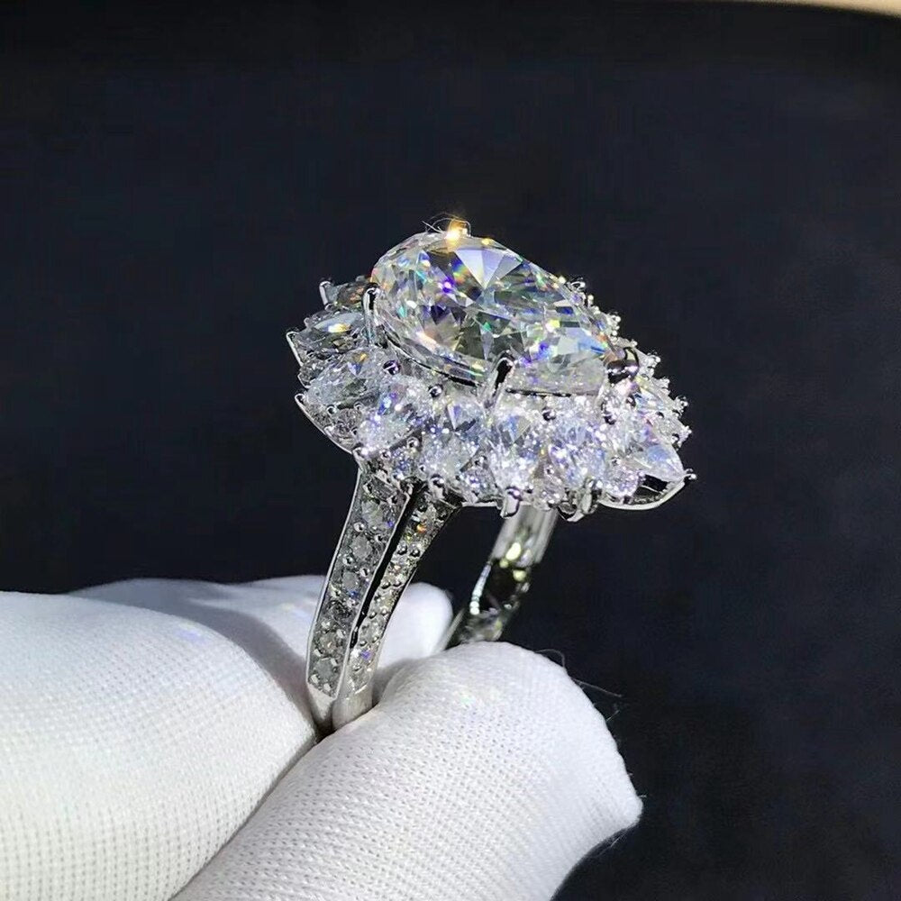 Vintage Solid 925 Sterling Silver Pear 3EX 4CT VVS Yellow Created