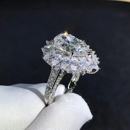 Vintage Solid 925 Sterling Silver Pear 3EX 4CT VVS Yellow Created