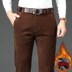 Winter Men Fleece Corduroy Pants Business Fashion Classic Style