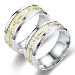 Fashion Luminous Dragon Ring Love Heart Retro Stainless Steel Fluorescent Rings