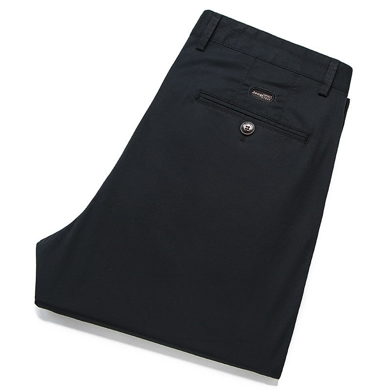 Style Thin Casual Pants Mens Straight Black Khaki Pants Trousers