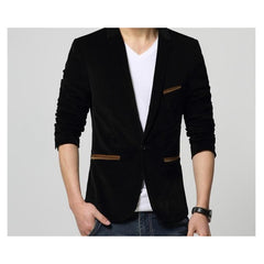 Brand Mens Corduroy Blazers Autumn Spring Fashion Male Slim Fat Casual Suit