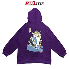 Men Streetwear Casual Cat Hooded Hoodies Mens Hip Hop Harajuku Sweatshirts