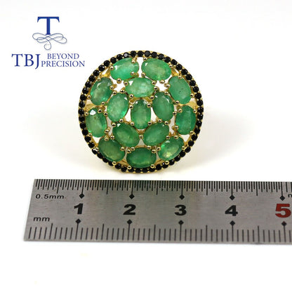 Luxury Natural zambia Emerald oval 4*6mm big Ring 925 sterling silver Women
