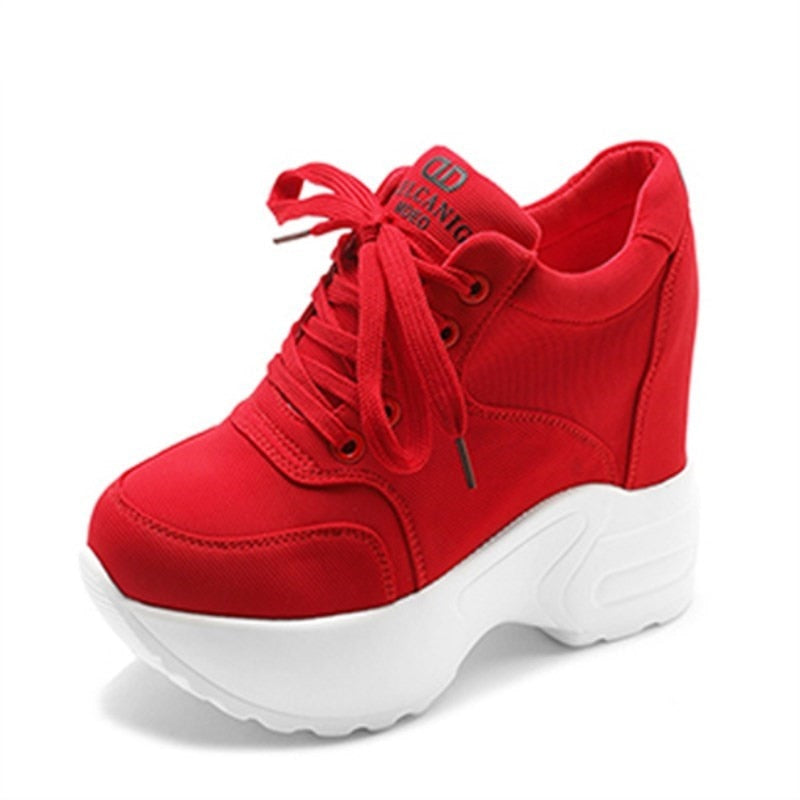 Women Sneakers Mesh Casual Platform Trainers Chunky Shoes 10CM Heels