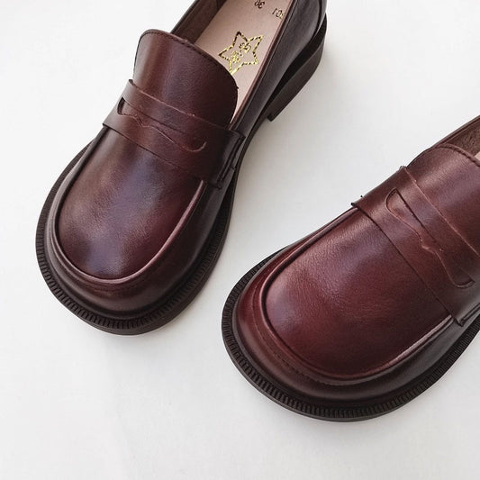 Women Slip-on Shoes Spring Women Flat Shoes Genuine Leather Ladies Oxfords