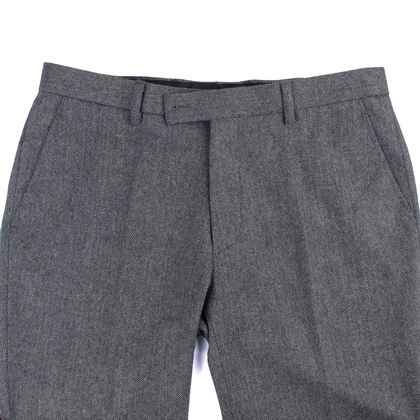 Heavy Warm Wool Blend Pants Tailor Made Pants Dark Grey Herringbone Men