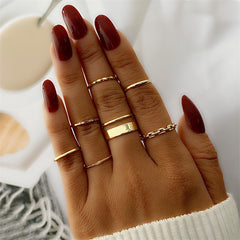Women Twist Pearl Pearl Rings Set Fashion Geometric Hollow Crystal Ring