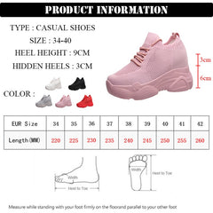 Hidden Heels Platform Sneakers Women Breathable Air Mesh Wedge