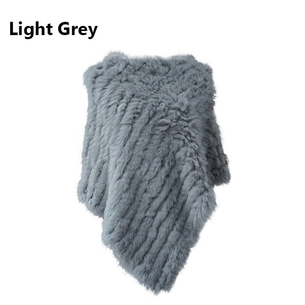 Real Fur Knitted Natural Fur Poncho Vest Fashion Wrap Coat Shawl