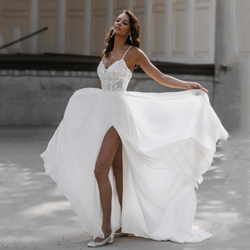 White Bridesmaid Dresses: Beach Wedding Dresses Spaghetti Straps V Neck Sequin