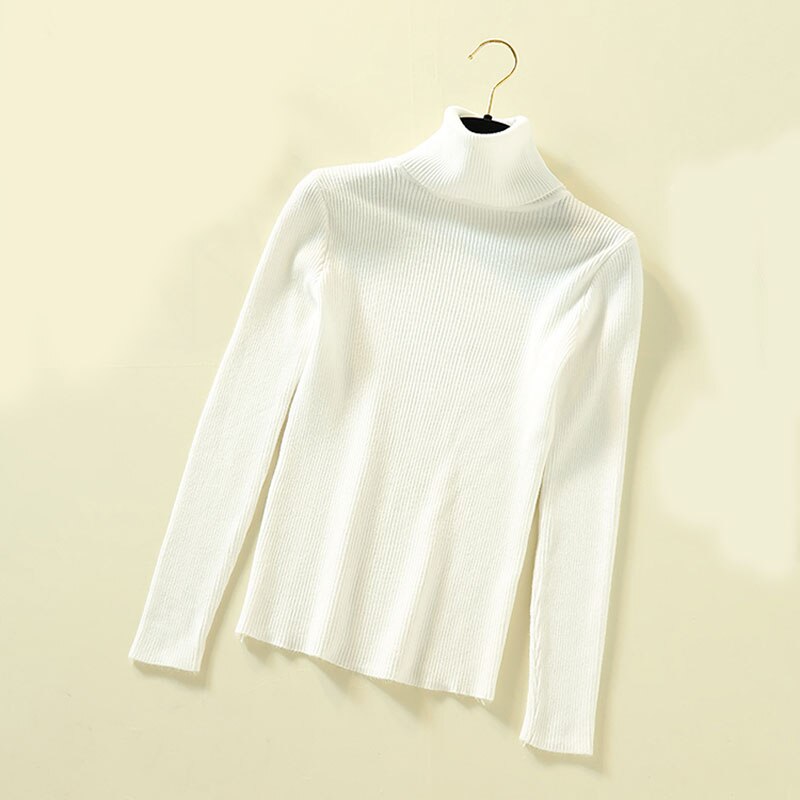 Turtleneck Women Pullover Sweater Spring Jumper Knitted Basic