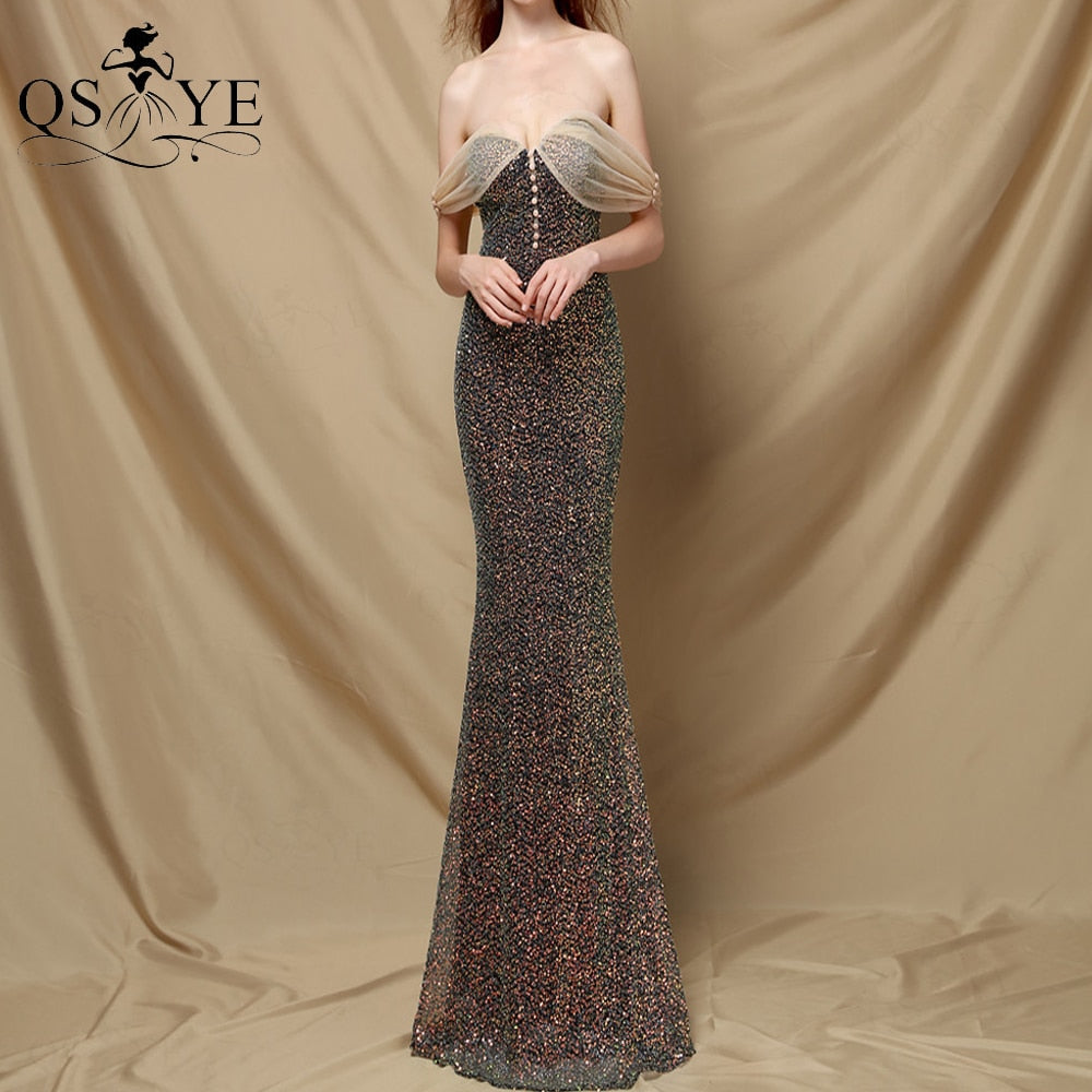 Homecoming Dresses: Prom Dress Side Sleeves Mermaid Evening Gown Buttons Sequin