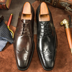 High Quality Luxury Handmade Dress Shoes Men Lace-Up Derby Shoes