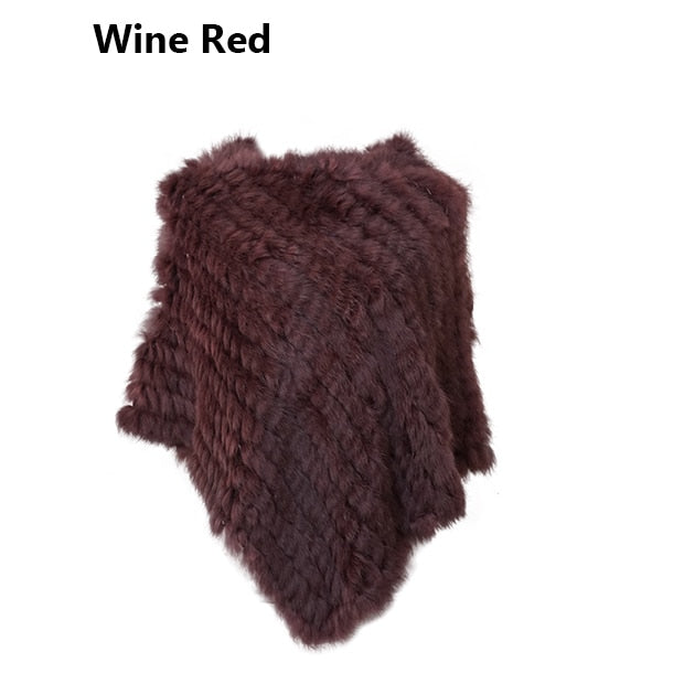 Real Fur Knitted Natural Fur Poncho Vest Fashion Wrap Coat Shawl