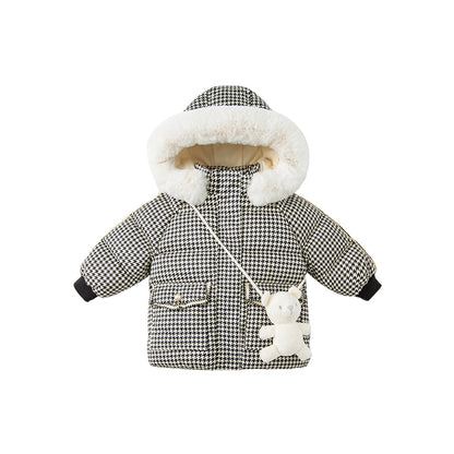 winter baby girls plaid down coat children