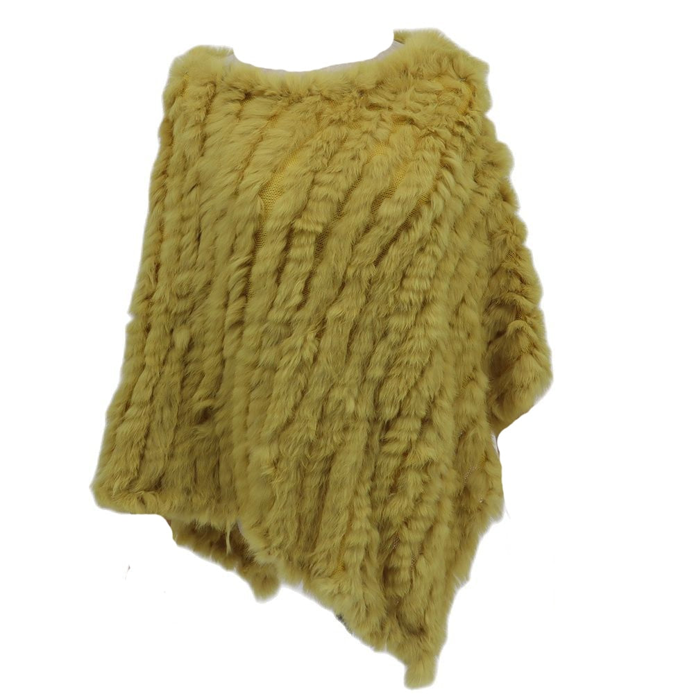 Real Fur Knitted Natural Fur Poncho Vest Fashion Wrap Coat Shawl