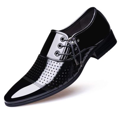 luxury Brand Men Classic Pointed Toe Dress Shoes Mens Slip on Patent