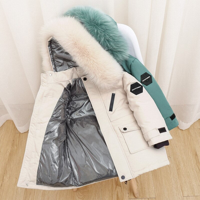Winter White duck down Jacket Boys Parka Thick Warm Baby Outerwear Coat