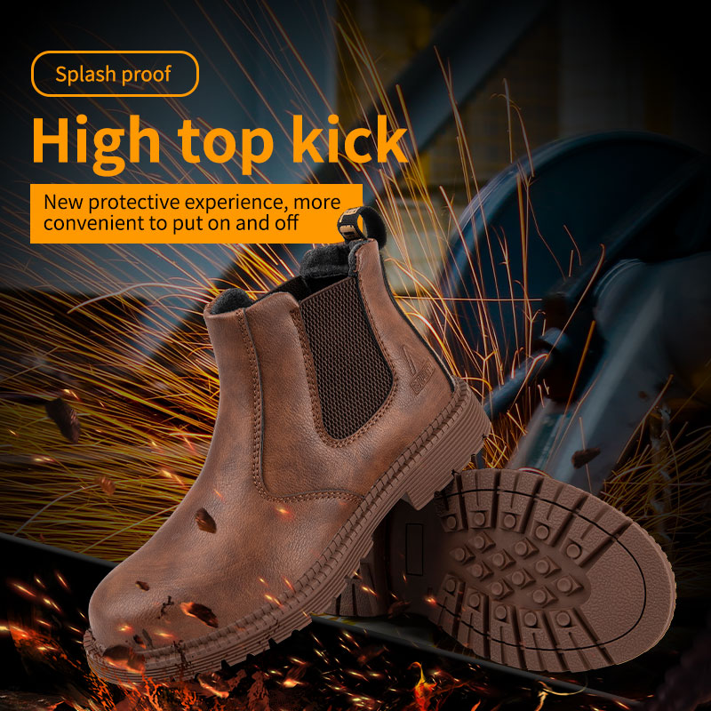 Waterproof Safety Work Shoes For Men Chelsea Steelhead Leather Boots Male