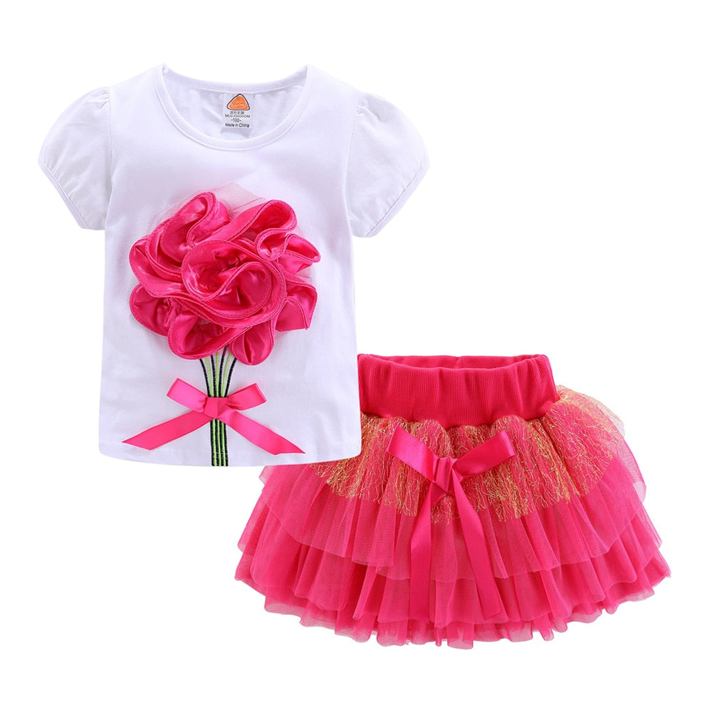 Mudkingdom Cute Girls Outfits Boutique 3D Flower Lace Bow Tulle