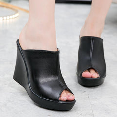 Women Sandals Woman Leather Sandals Wedges Heel Women
