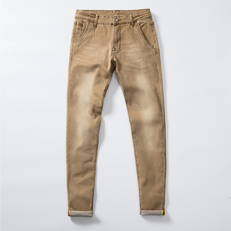 7 Color Men Stretch Skinny Jeans Fashion Casual Slim Fit Denim Trousers Male