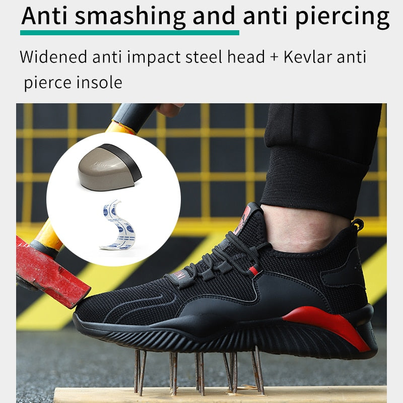 Shoes Men Safety Work Shoes with Steel Toe Cap Puncture-Proof Boots