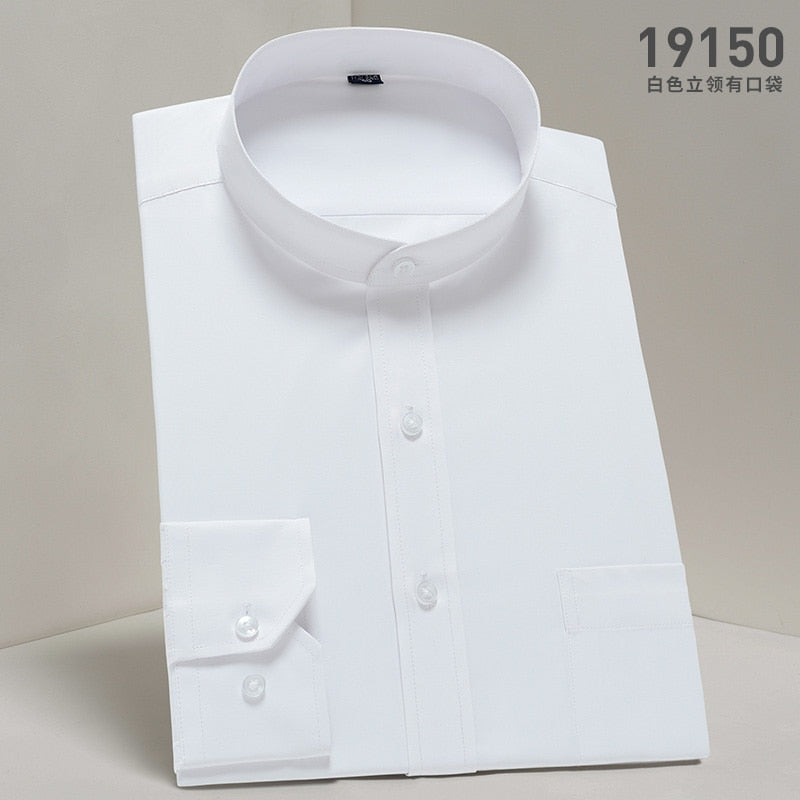 Fashion Stand Collar Long Sleeve Slim Fit soft comfortable men dress shirts