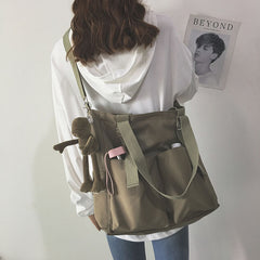 Oxford Large Capacity Canvas Girl Shoulder Hand Bucket Bag Basket Female