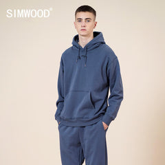 Heavyweight Thick Hooded Sweatshirt Men Autumn