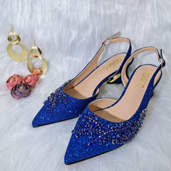 Shaped Mid-heel Design Shoes Popular Pointed Ladies Shoes And Bags African