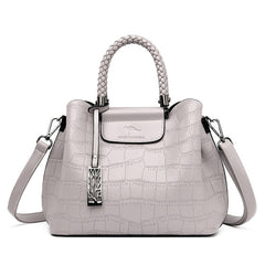 Hand-knitted Luxury Handbags Women Bags Designer Stone Pattern Ladies Handbag