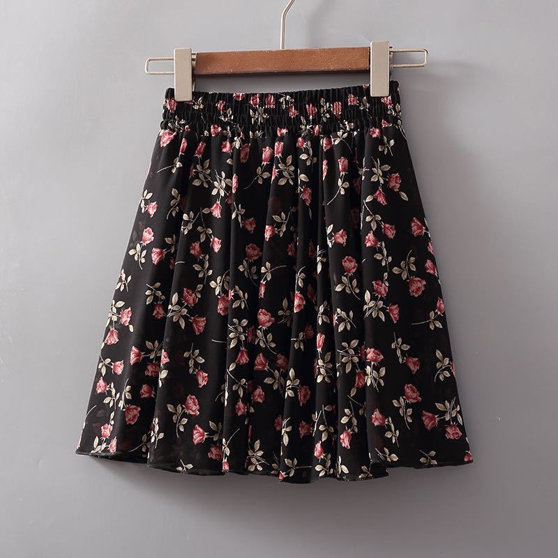 summer big swing skirt high waist chiffon A-line short skirt umbrella skirt