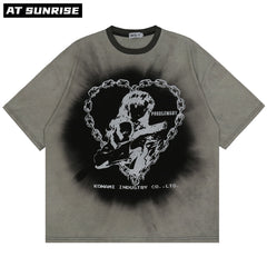 Men T Shirt Hip Hop Dark Streetwear Tie dye Tshirt Print Harajuku