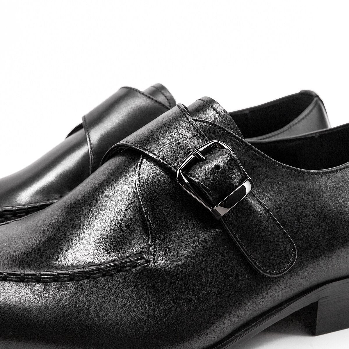 Fashion Monk Shoes Sale Breathable Cow Genuine Leather Pointed Toe Buckle Strap Men Dress Shoes 26-Y32