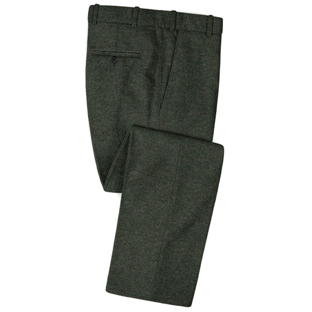 Tuxedo for Mens: Dark Green Herringbone Tweed Suit Vintage Gentleman Style