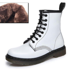 Genuine Leather Boots Women White Ankle Boots Motorcycle Boots Female