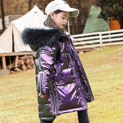 Children down jacket girls mid-length girls middle-aged