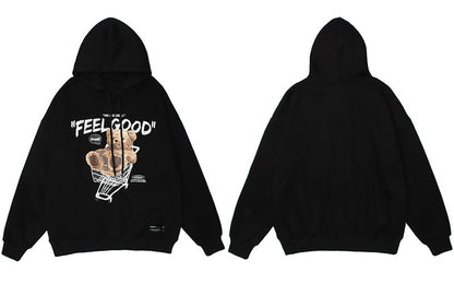 Men Hip Hop Hoodie Sweatshirt Streetwear Funny Bear Print Hooded Harajuku