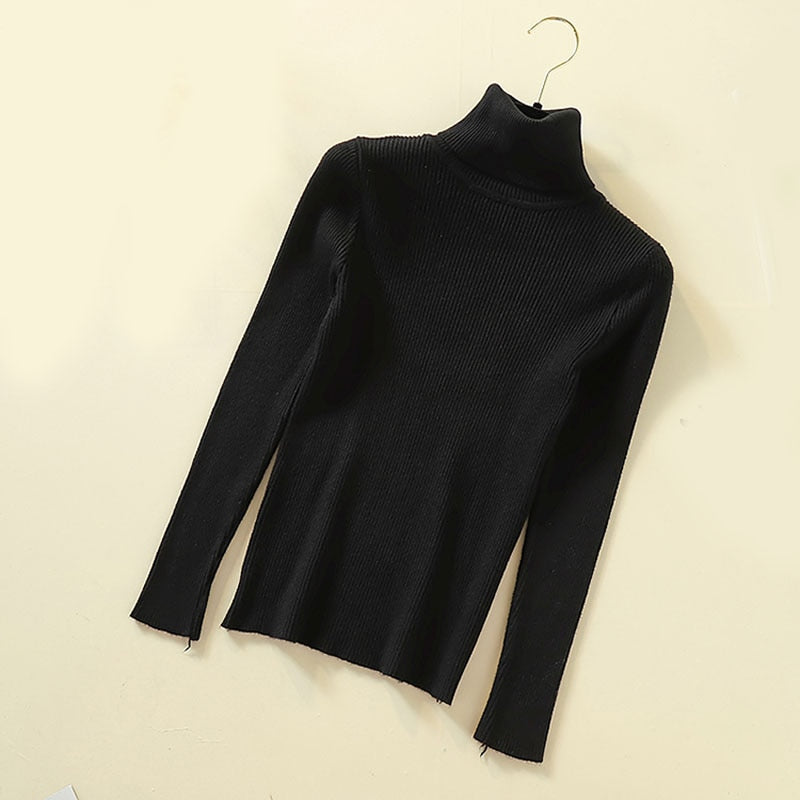 Turtleneck Women Pullover Sweater Spring Jumper Knitted Basic